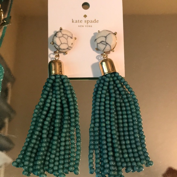 kate spade Jewelry - Kate Spade Marble and Turquoise Bead Earrings